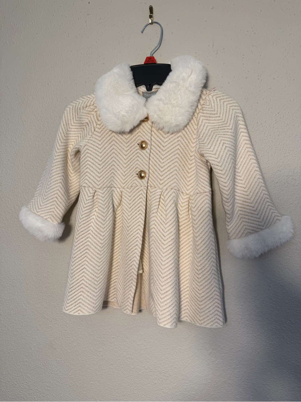 Tahari Cream Faux-Fur Collar Peacoat for Girls - Picture 2 of 7